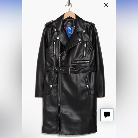 MOTHER  Jacket Womens Size XS Black The Long Chopper Faux Leather Regular Fit - Picture 4 of 16